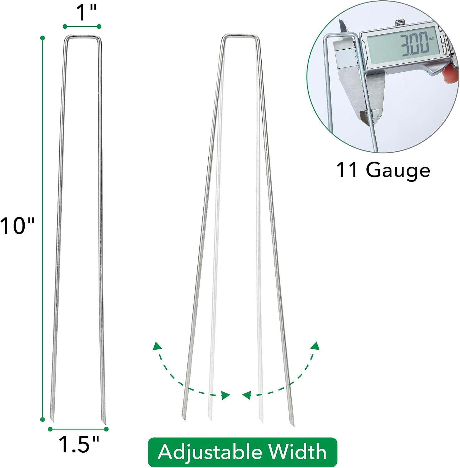UNCO- Galvanized Landscape Staples, 10 Inch, 200 Pack, Garden Staples, U-Shaped Landscape Pins for Weed Barrier Cover
