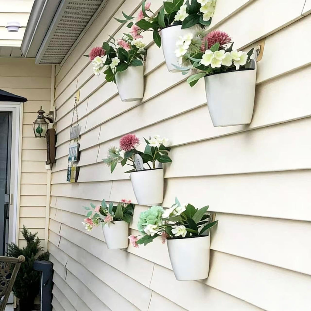 ORIMERC 6 Pack Hanging Planter Wall Planter Self Watering 5 inch Plant Pot with Hardware Vertical Planter Outdoor