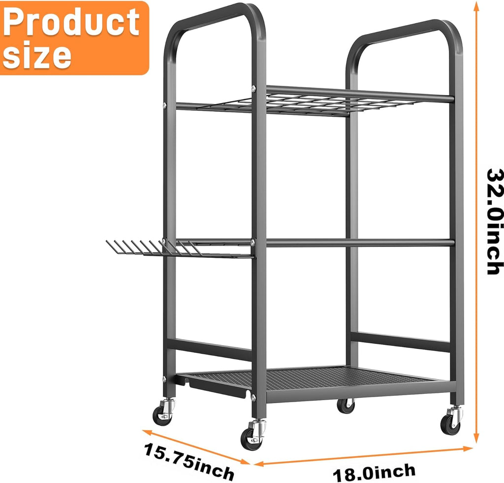 TORACK Garden Tool Organizer Stand with Wheels, Rakes Shovels Yard Tools Stand for Garage, Shed, Garden, Indoor/Outdoor
