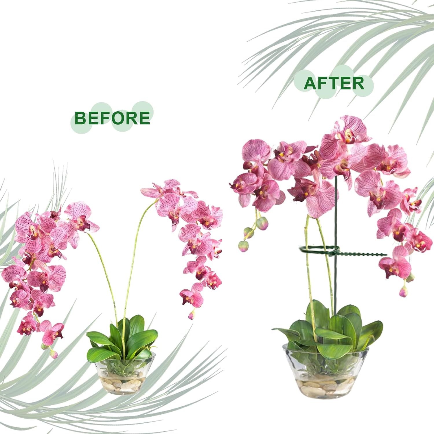 5Pack Plant Support Structures, 11'' Twig Plant Sticks with Orchid Clips Mini Scissors & Twist Ties, Flower Stakes for