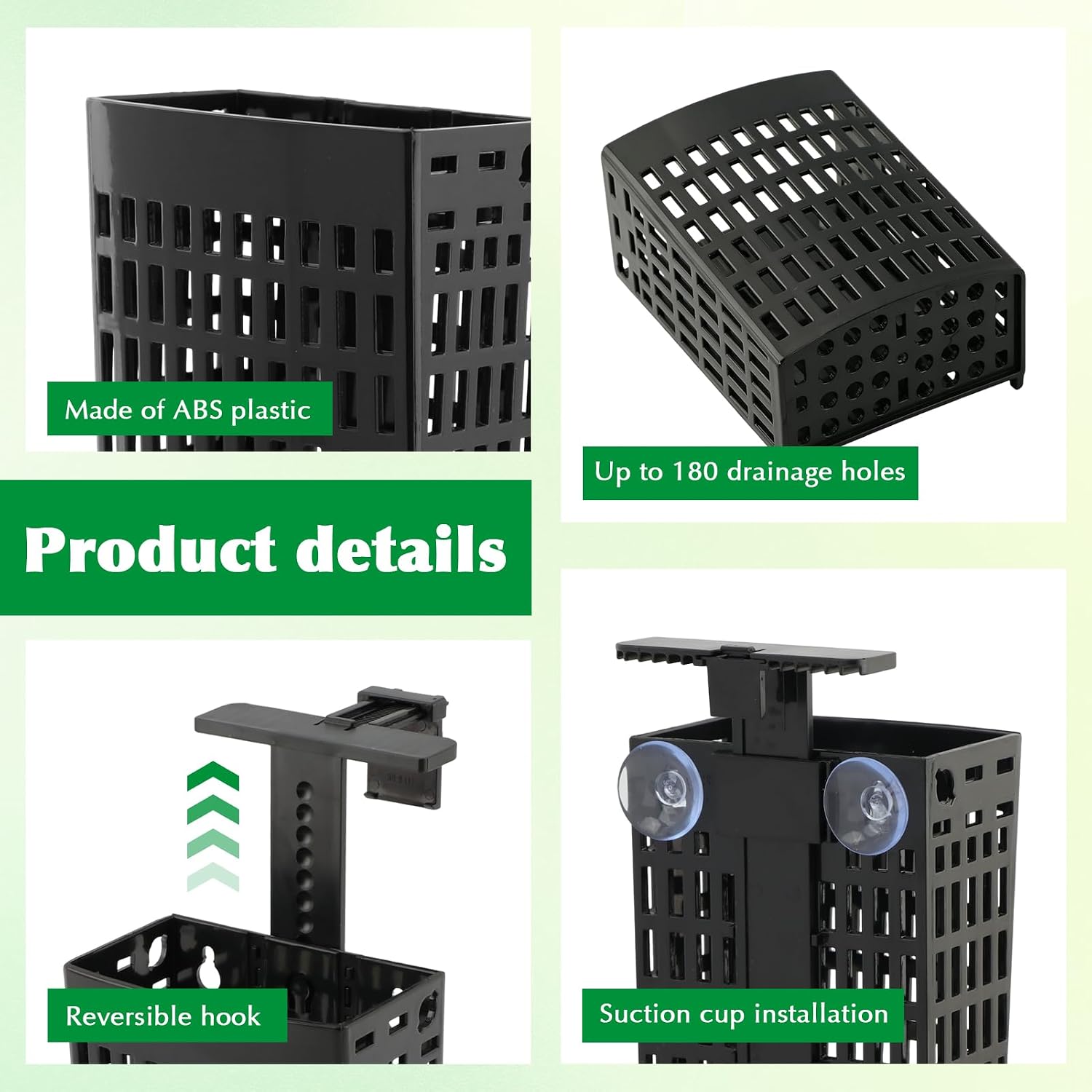 4 Pack Adjustable Aquarium Plant Holders, Hanging Hydroponic Baskets | Fish Tank Plant Holder with Plant Fixing Clips