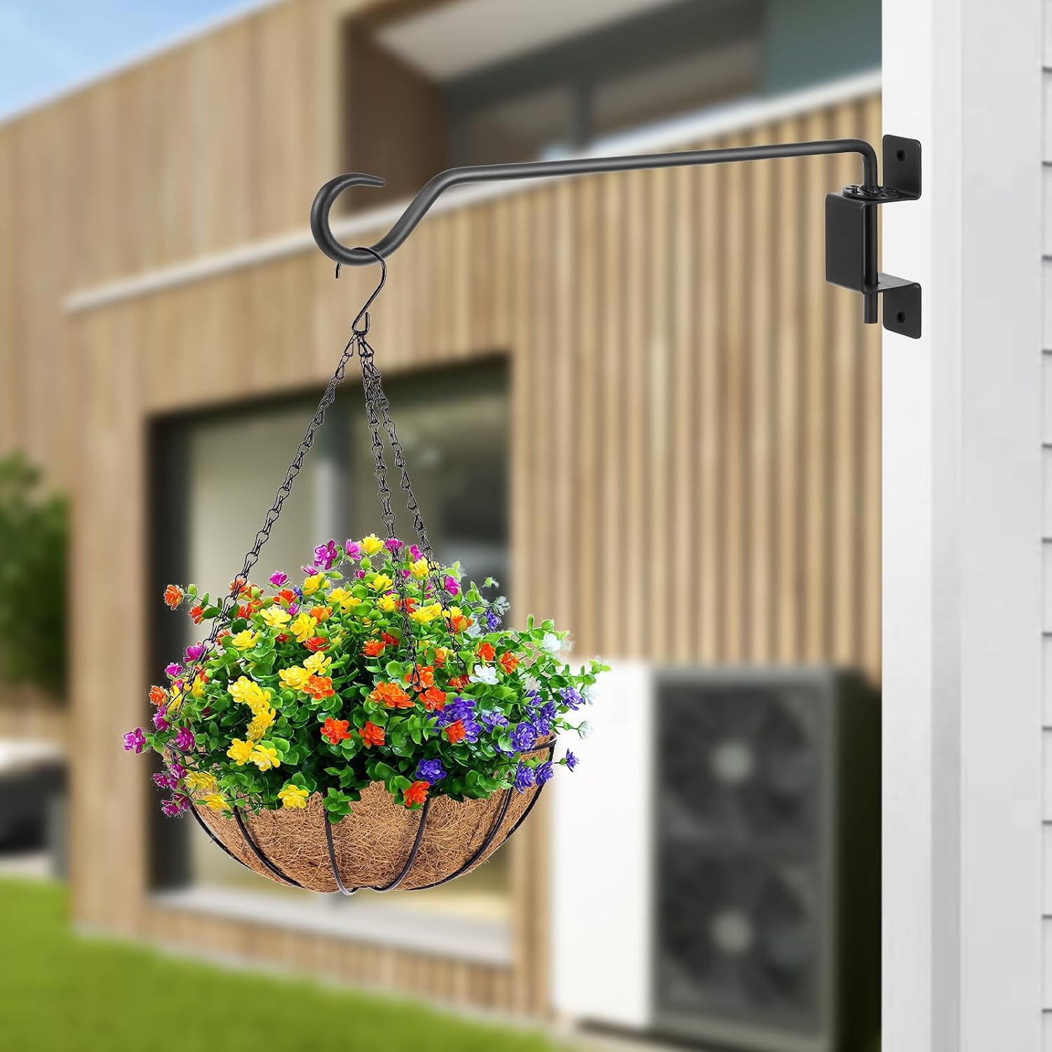 12 inch 4 Pack Swivel Plant Hangers Outdoor Heavy Duty - Black Iron Plant Hanging Hook Bracket for Flowers Baskets Pots