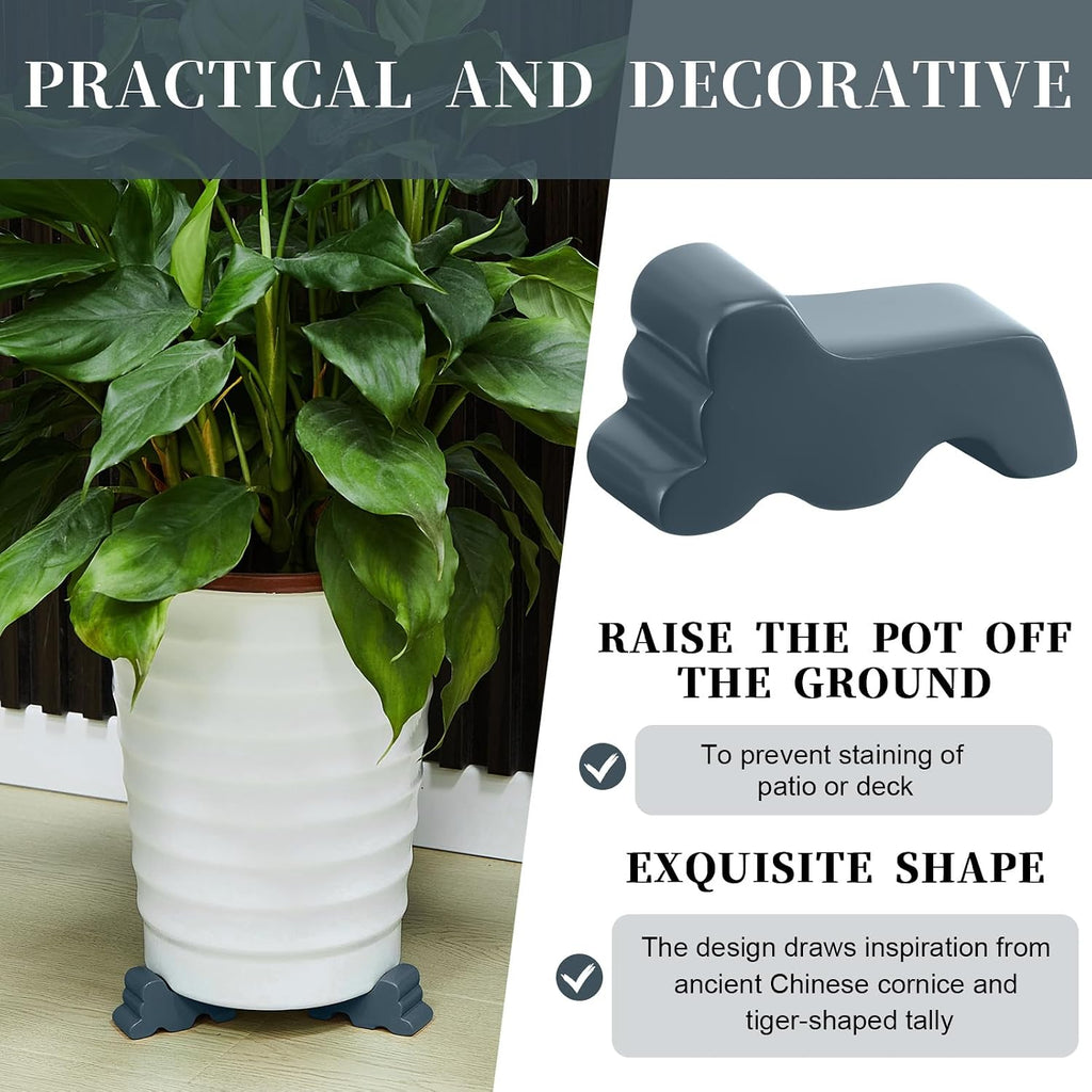 Kigeli 6 Pcs Resin Garden Pot Feet for Outdoor Planters 3 Inch Long 1.5 Inch Tall Flower Handmade Elevator Plant Feet