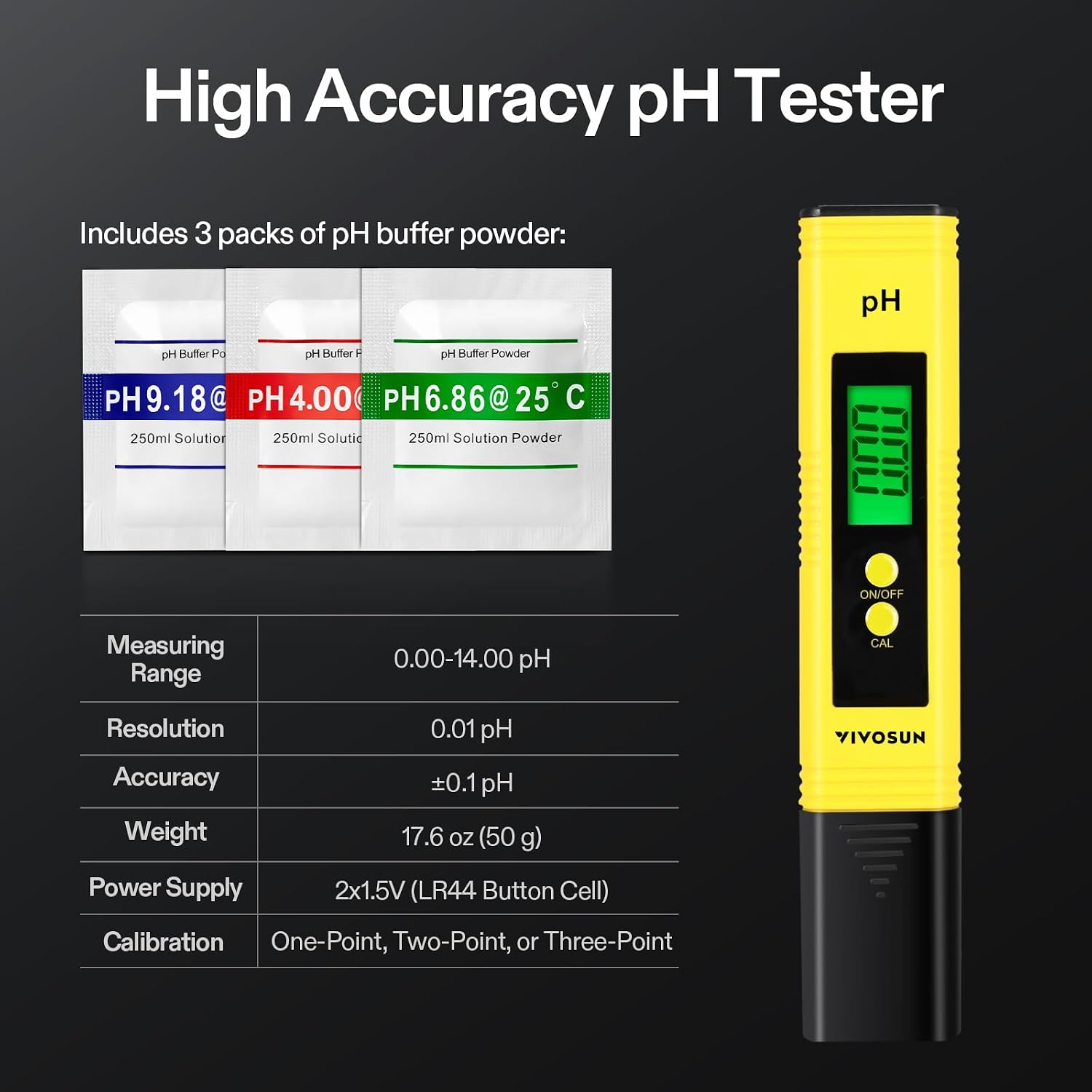 VIVOSUN Digital pH Meter, 3-in-1 TDS/EC/Temperature Meter, 3-in-1 Soil Moisture/pH/Light Tester Combo for Home, Garden