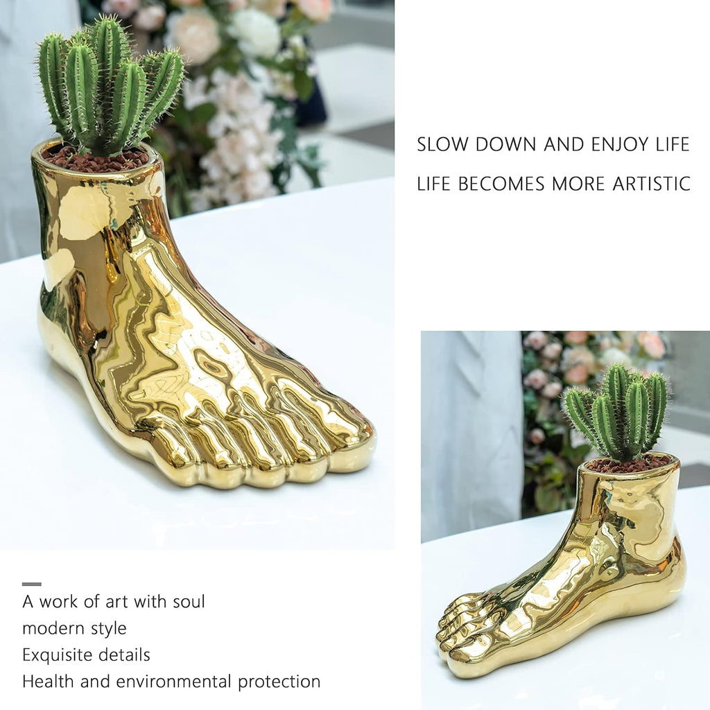 Notakia Unique Flower Vase Statue Home Decor Modern Style Gold Room Decor Accents for Indoor and Outdoor Statue Planter