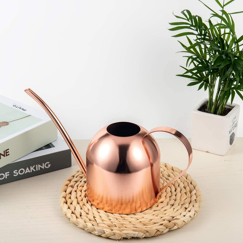 IMEEA 30oz Indoor Plant Watering Can Stainless Steel Long Spout, Rose Gold