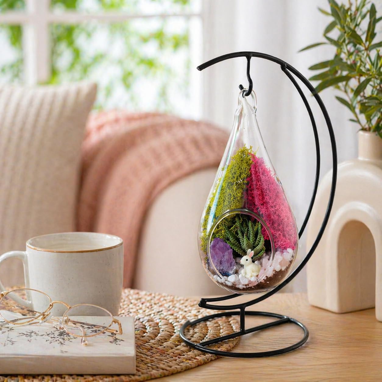 Creations by Nathalie 7" Teardrop Glass Terrarium Kit DIY Succulent Décor