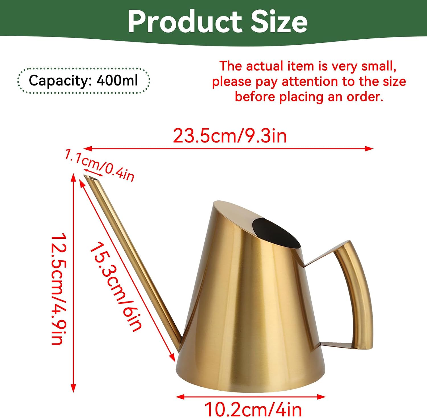 Watering Can for Indoor Plants, 13.5 Oz/400 Ml Indoor Plant Watering Can Stainless Steel Small Water Cans with Long