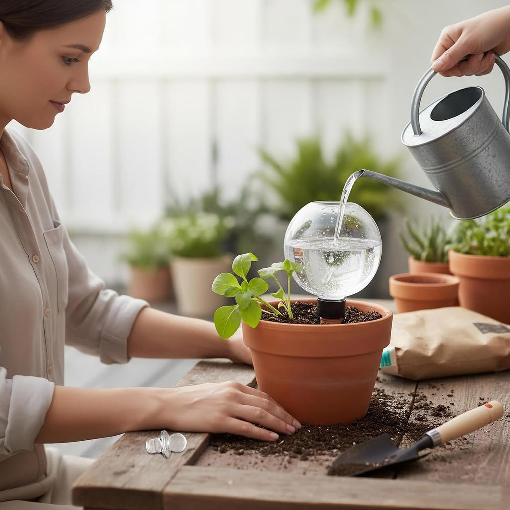 4 Pack 17.5 oz Plant Watering Globes with Covers Self Watering Planter Insert Top Fill Plastic Water Bulbs for Indoor
