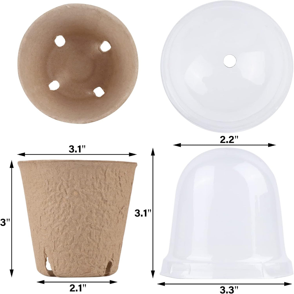 winemana 36 Set Plant Nursery Pots with Humidity Dome, Seed Starter Biodegradable Peat Pots, Seedlings Planting Pots