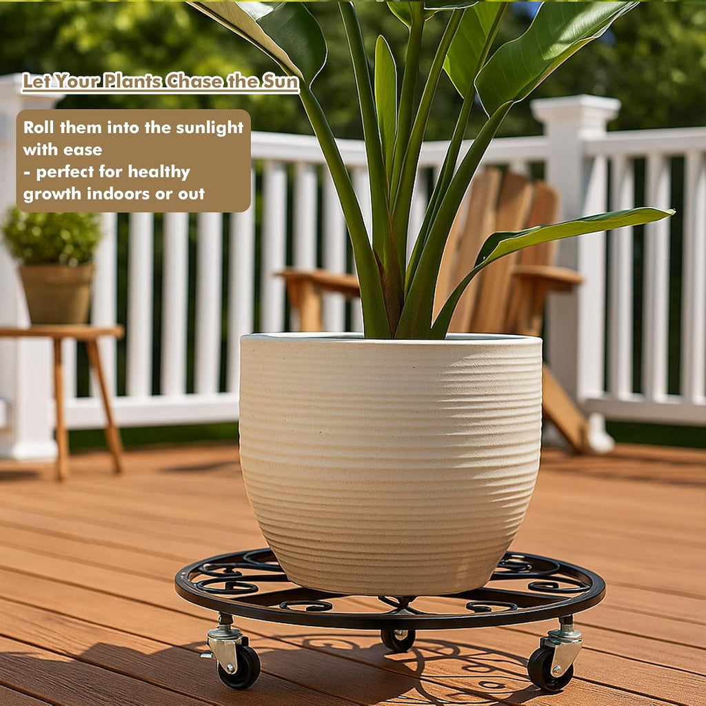 4 Pack Plant Caddy with Wheels 20 Inch Rolling Plant Stand for Large Plants Heavy Duty Plant Rollers Metal Plant Dolly