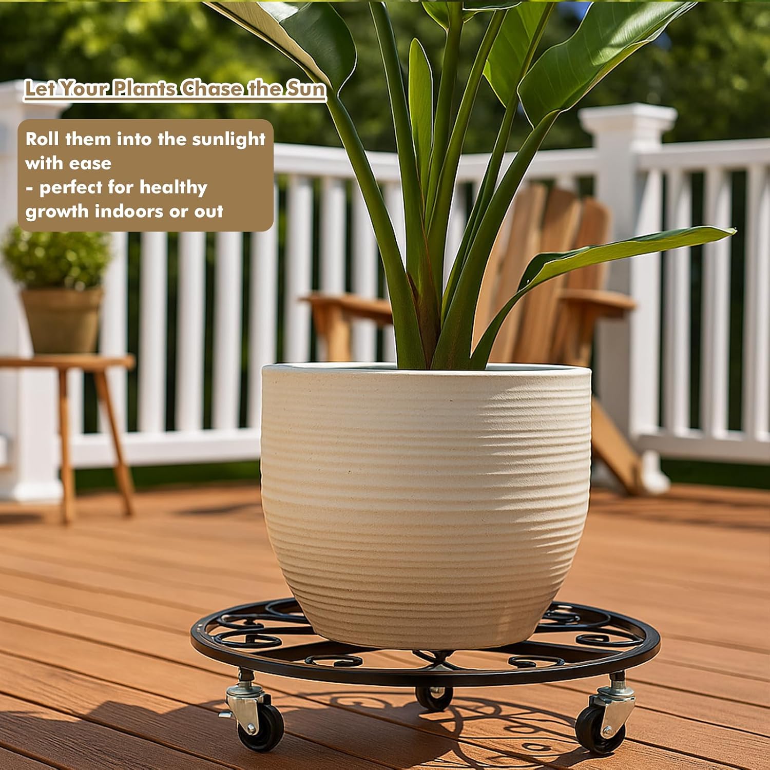 4 Pack Plant Caddy with Wheels 20 Inch Rolling Plant Stand for Large Plants Heavy Duty Plant Rollers Metal Plant Dolly