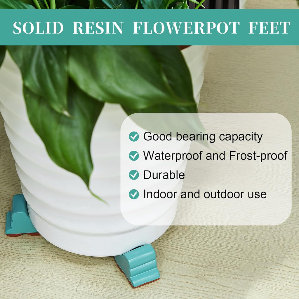 Kigeli 12 Pcs Resin Pot Feet for Outdoor Planters 3 Inch Long 1.5 Inch Tall Flower Handmade Elevator Plant Feet Frost