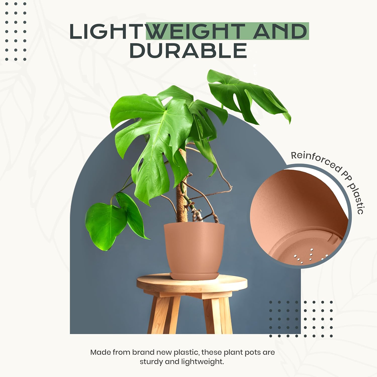 Plant Pots Indoor with Drainage 10 Pack Multi-Size Planters Set Terracotta | Drainage holes included Multiple sizes