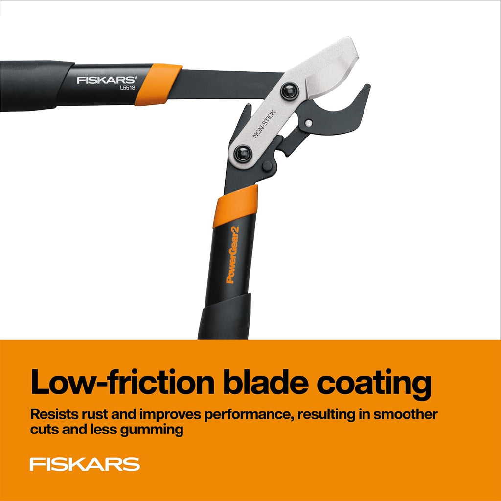 Fiskars 18” PowerGear2 Garden Bypass Loppers, 1.5" Capacity Tree Trimmer | Compact Branch Cutter, Multiplies Power for