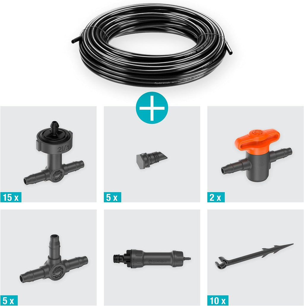 Gardena 13401-20 Micro Drip Sprinkler System for Balcony (15 Strains) Starter Set