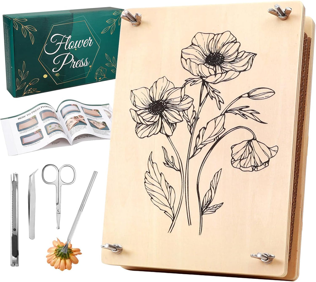 Aboofx Large Wooden Flower Pressing Kit, 10.8"x6.9" 6 Layers