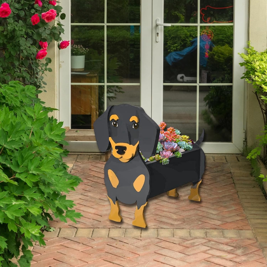 Dachshund Dog Planter Pots, Animal Shaped Flower Pot | Large Cute Plant Gift for Women and Pet Lovers, Indoor Outdoor