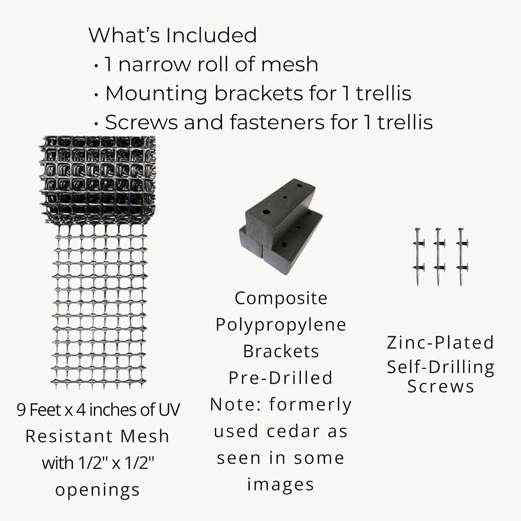 Deck Post Trellis for Clematis and Climbing Plants, 1-Pack | Slim 4-inch wide trellis wall-mounted grid supports 50 lbs