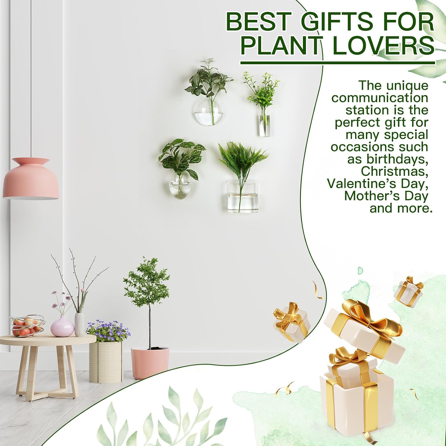 4 Pcs Wall Hanging Planter Wall Window Propagation Station Hanging Planter Glass Terrarium Container Plant Propagation
