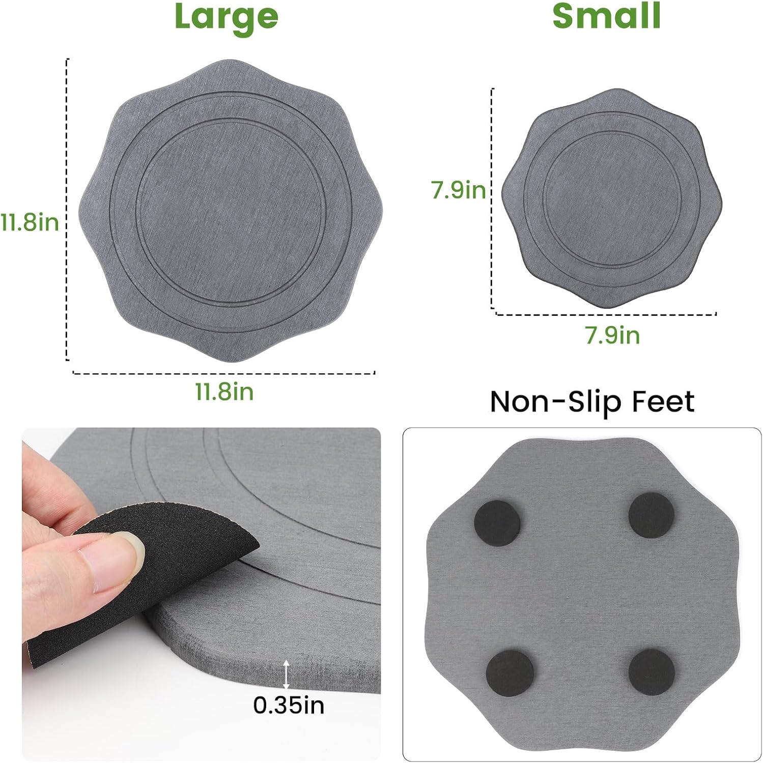 Plant Saucer for Indoors, 2 Packs 12 inch, Large Diatomaceous Earth Pot Saucers No Holes, Instant Dry Plant Drainage