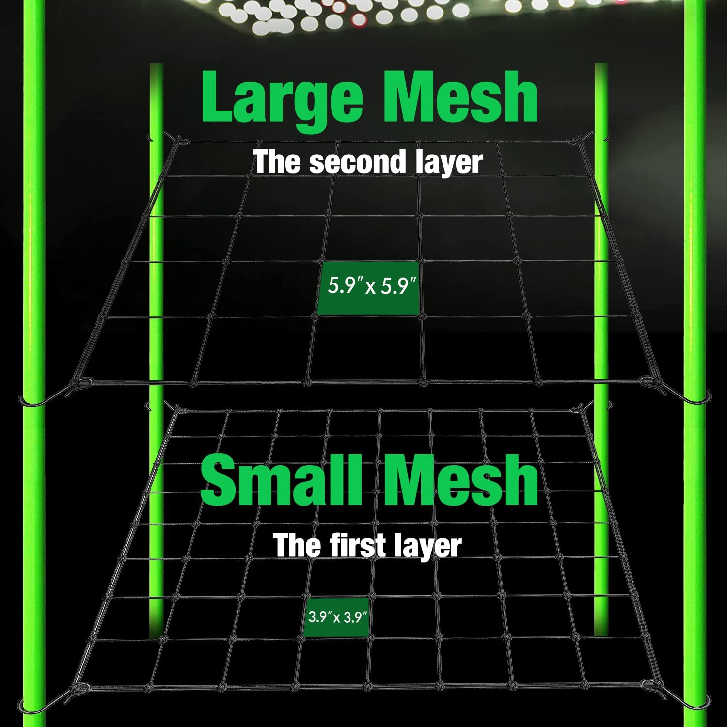 Trellis Netting 4x4, Scrog Net 4x4' ​for Grow Tent,Flexible Elastic Black Square Garden Plant Grow Nets,2-Pack