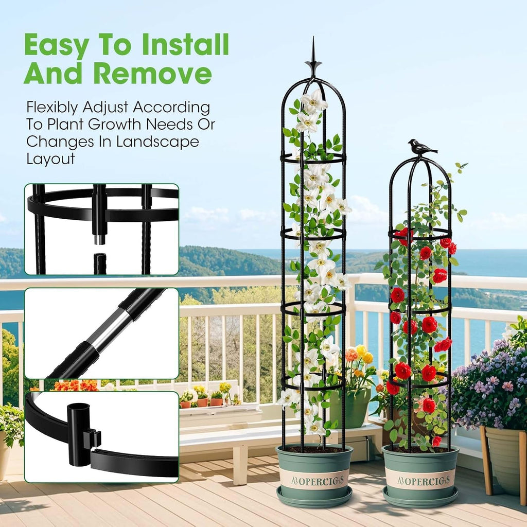 2PCS Garden Obelisk Trellis for Climbing Plants Outdoor, 6.2 ft Tall Trellis for Roses Clematis Jasmine Ivy Flower