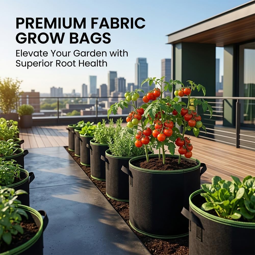 Thickened Fabric Grow Bags with Handles, Heavy Duty 5 Gallon&10 Gallon Reusable Plant Grow Bags for