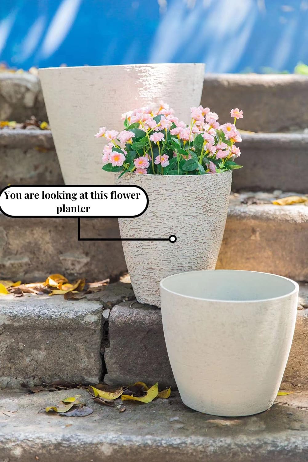 10 inch Garden Planter Lightweight Indoor Outdoor Pots with Drainage Hole for Potted Plants Flowers Greenery, Set of 2