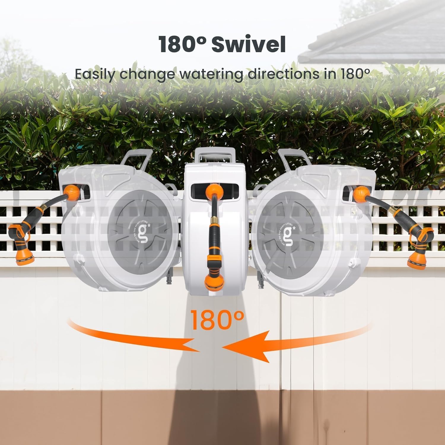 Giraffe Tools Retractable Hose Reel 1/2" x 65 ft Wall Mount Auto Rewind | Garden Hose Reel Heavy Duty,Any Length