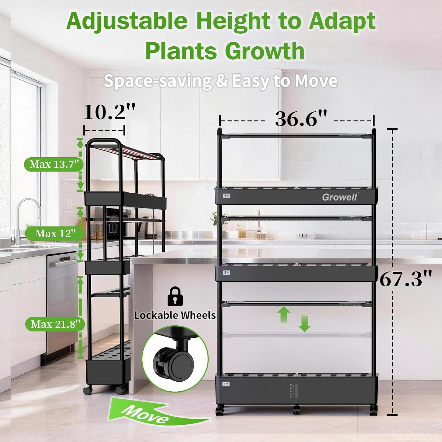 Growell Large Hydroponics Growing System Kit, 90 Pods Vertical Indoor Herb Garden Kit with 2 Light Modes & Auto