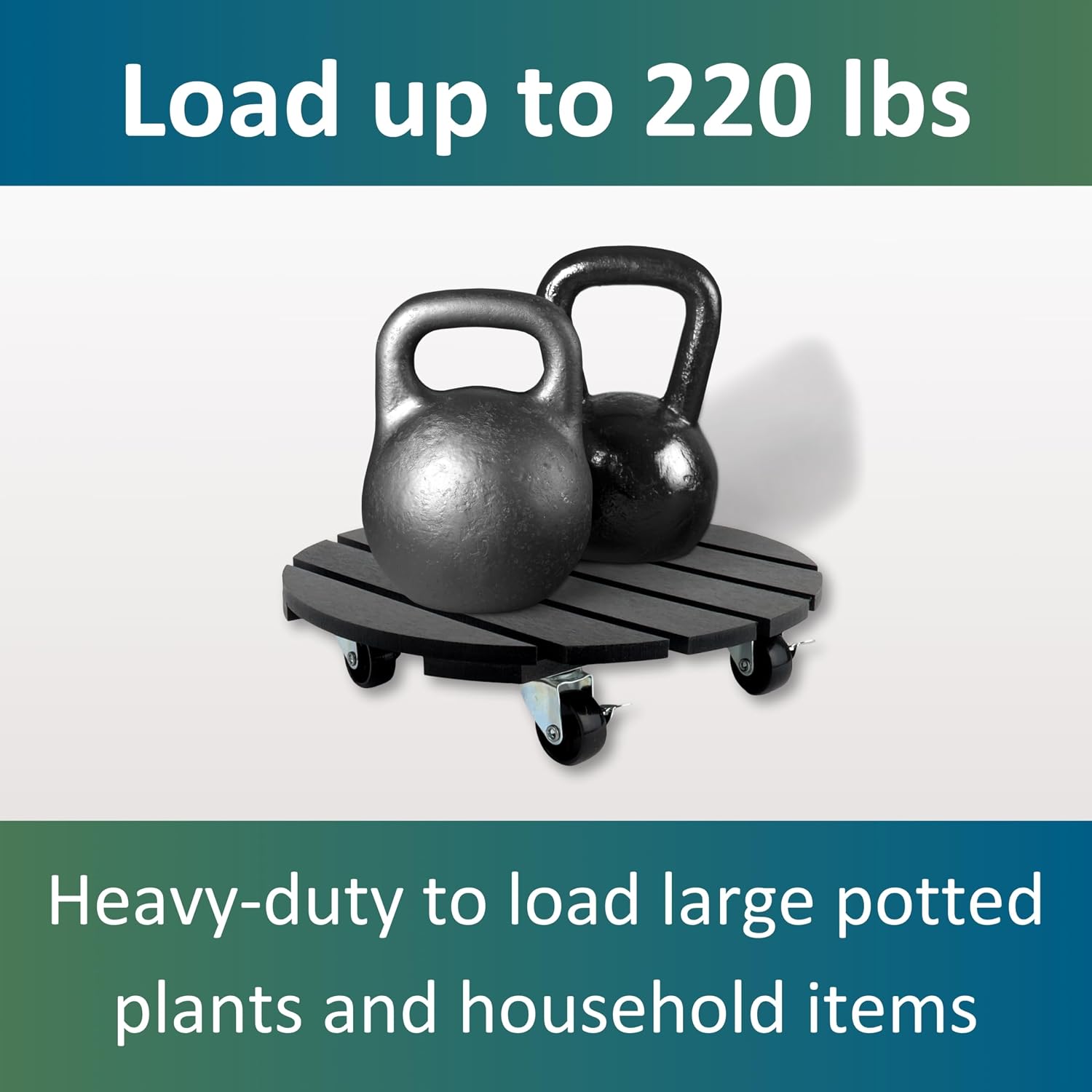 12" Plant Caddy, 2 Pack – Crafted from Recycled HDPE, 220 Lbs Capacity Dolly with 360-Degree Lockable Wheels for Plant