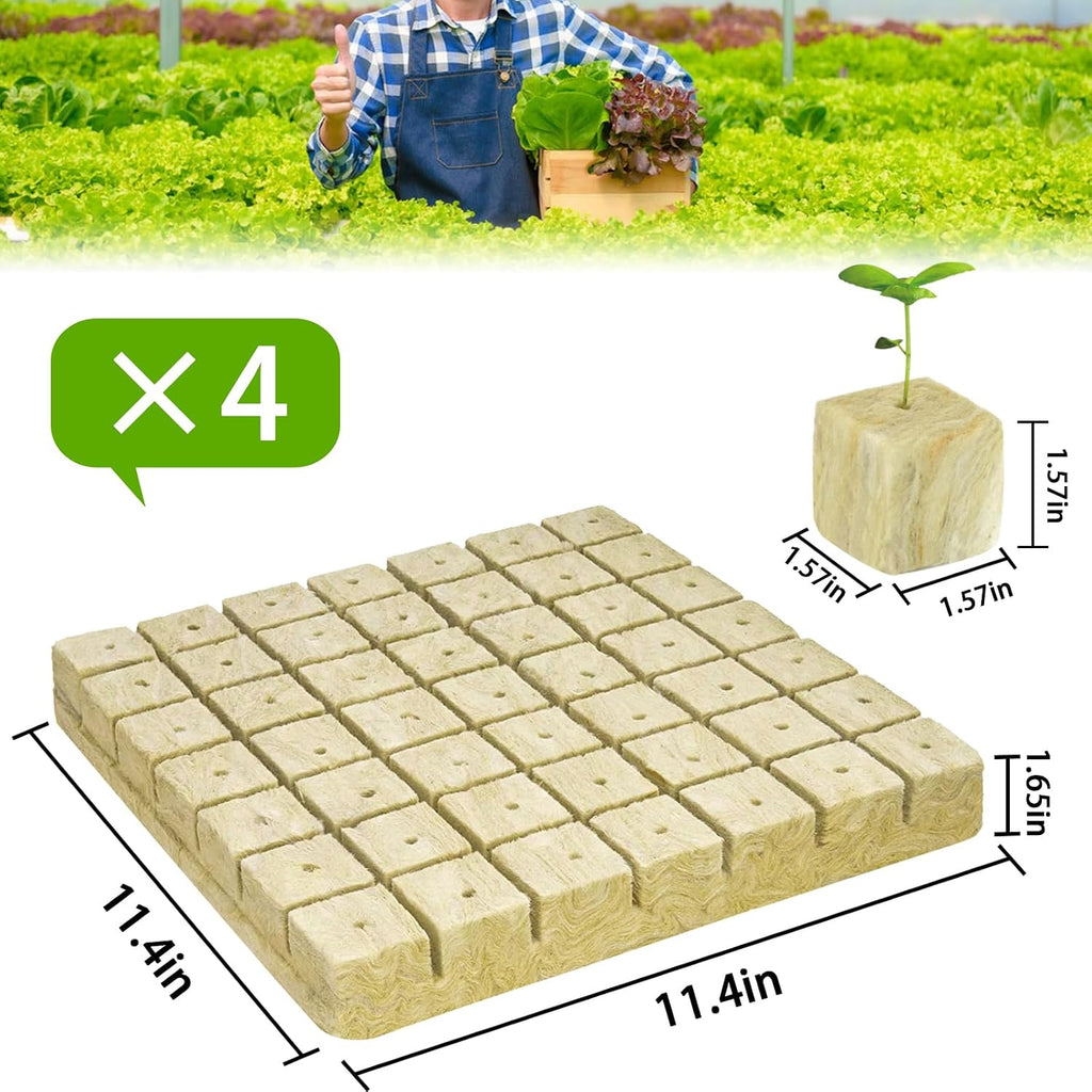 Halatool 1.5 in Rockwool Cubes for Hydroponics, 196 Plugs Seed Starter Cube | High Germination Rate for Vegetables &