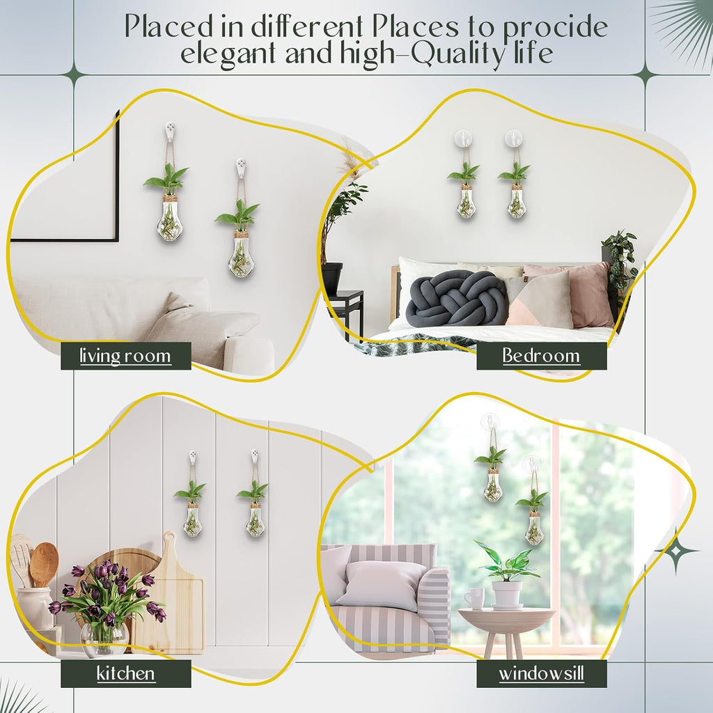 18 Sets 3.94" Plastic Window Propagation Stations Hanging Propagation Vases Plant Test Tubes with Suction Cup &
