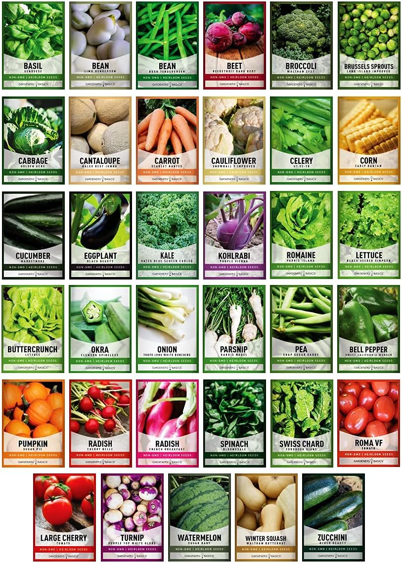 Gardeners Basics Survival Seed Vault Kit, Vegetable Seeds for Planting | 35 heirloom, non-GMO, non-hybrid