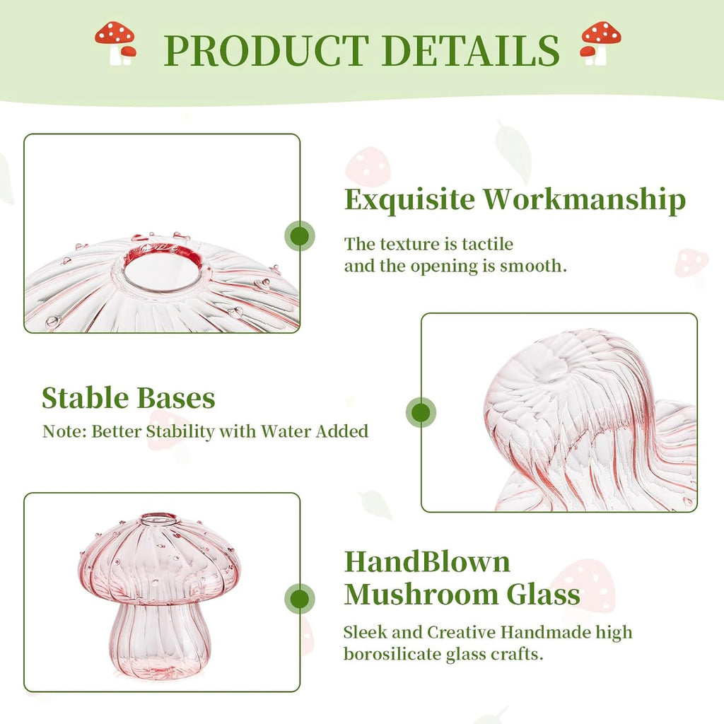 Glasseam Mushroom Plant Propagation Station: 5 Pcs Glass Mini Terrarium | Colored, Small Hydroponic Planter, Cute