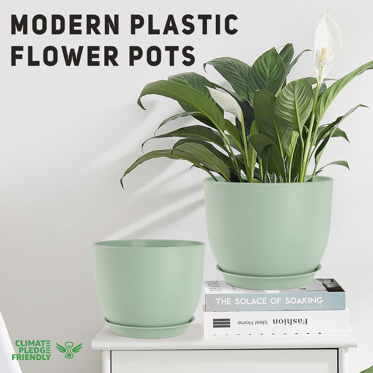 YNNICO Plant Pots 10/9/8/7.5/7 inch Flower Pots with Multi Mesh Drainage Holes, Planters for Indoor Outdoor Garden