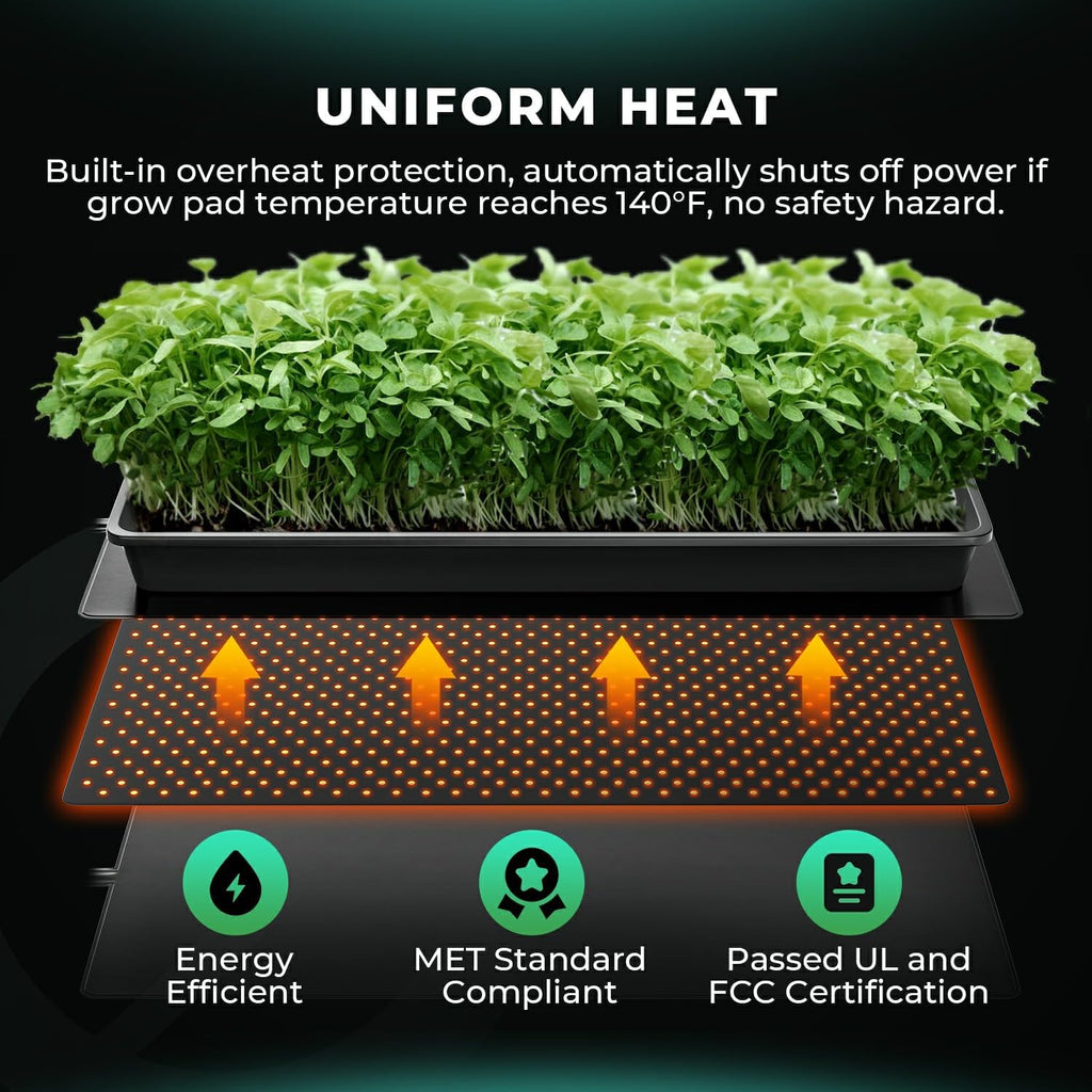 MARS HYDRO 10''x 20.75'' Seedling Heat Mat with Thermostat Combo Set，Heating Pad for for Germination, Indoor Gardening