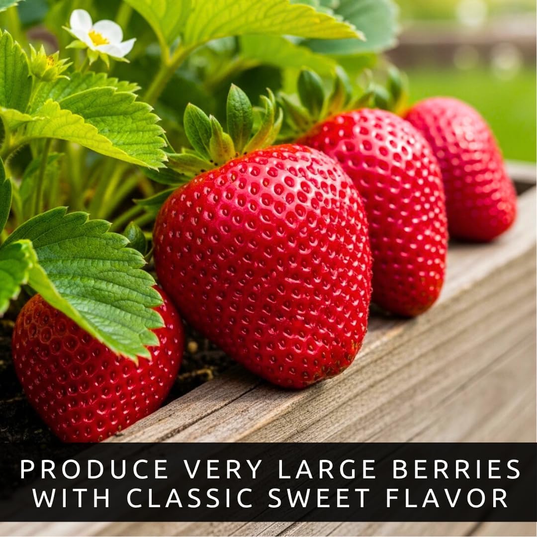 Ruby Giant Strawberry Plants – Extra Large Sweet Strawberries – High Yield Strawberry Runners – Big Fruit, Easy to Grow