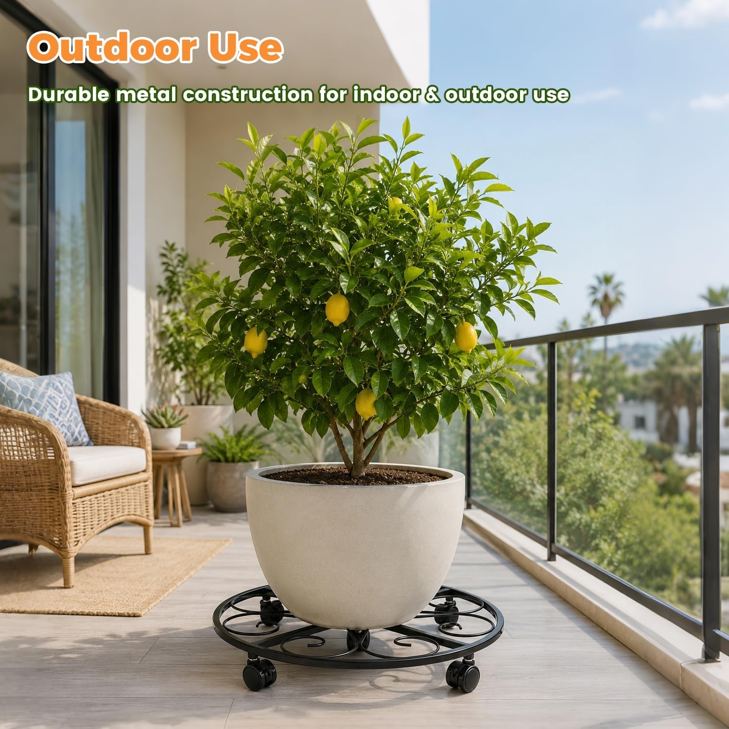 3 Packs 20” Plant Caddy with Wheels Metal Plant Stand on Wheels for Indoor and Outdoor Plants Rolling Plant Stand with
