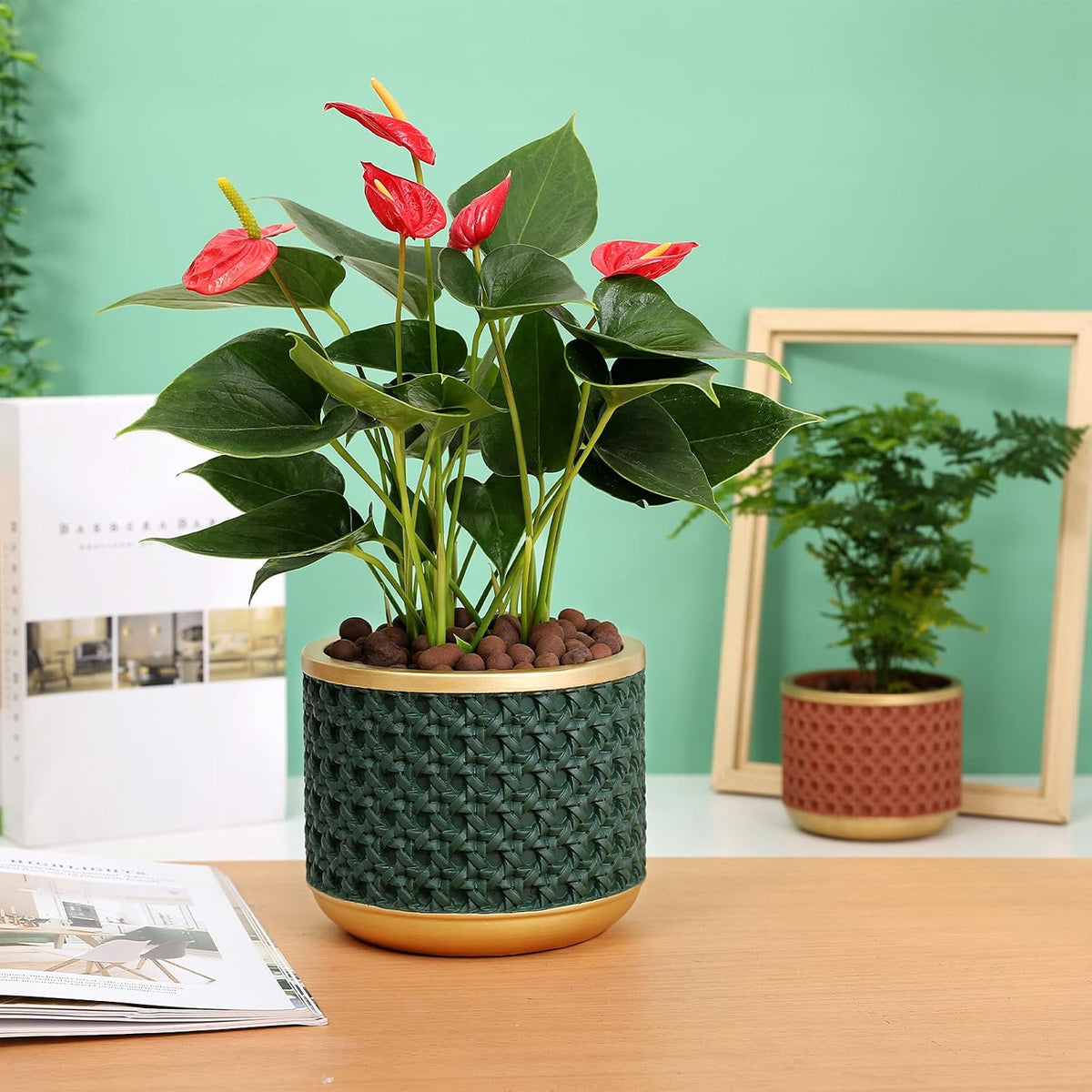 6&4.4 Inch Cement Planter Decorative Pots with Drainage Hole for All House Plants, Succulents, Flowers, and Cactus