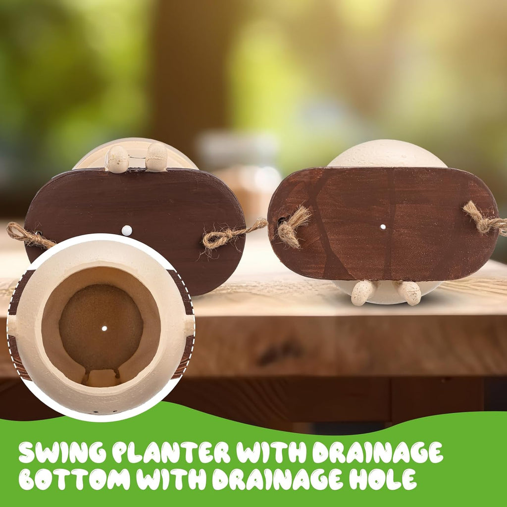 2 Pcs Swing Hanging Planter Cute Smile Flower Face Pot Indoor Outdoor Pots for Succulent String of Pearls Plants Plant