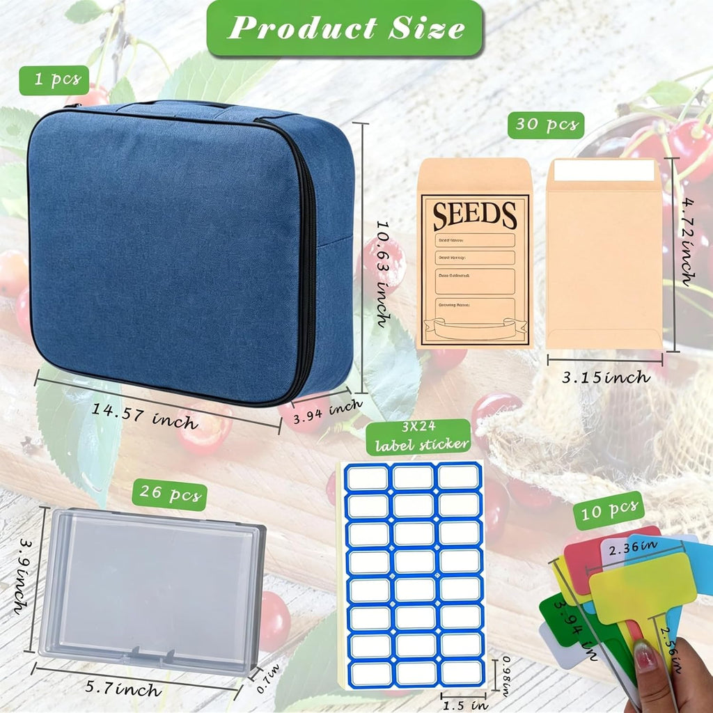 Seed Storage Organizer Kit, Seed Packet Organizer, Blue | Moisture-proof, Come with Clear Storage Organizer Boxes