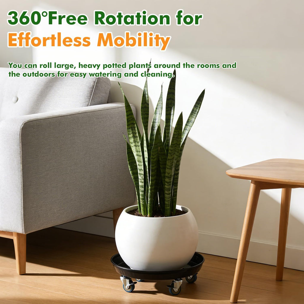 Planterhoma 3 Packs 18" Metal Plant Caddy with Wheels Extra-Large Rolling Plant Stand Heavy-Duty Plant Dolly with