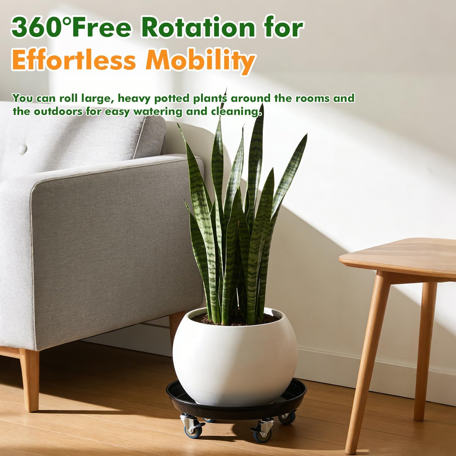 Planterhoma 3 Packs 18" Metal Plant Caddy with Wheels Extra-Large Rolling Plant Stand Heavy-Duty Plant Dolly with