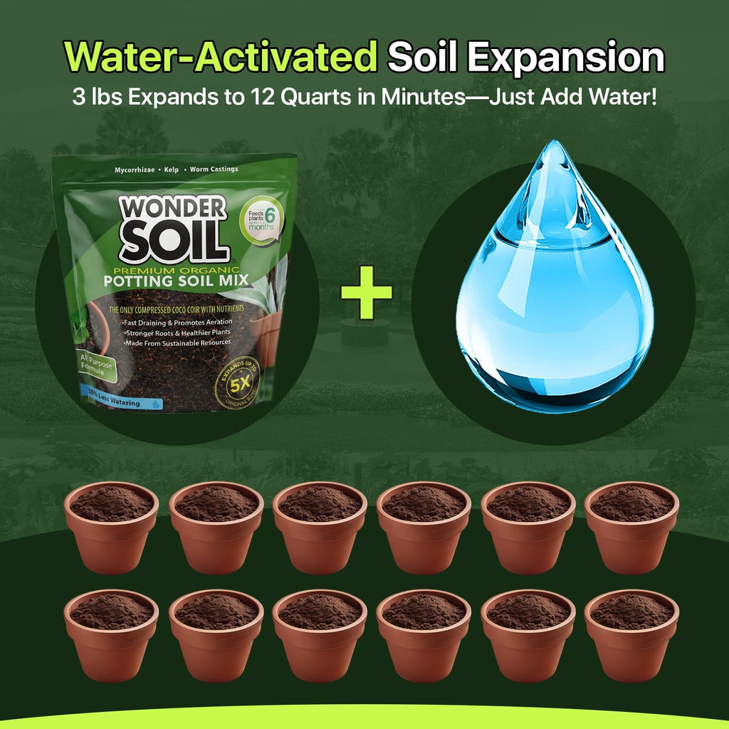 Organic Potting Soil | 12 QUARTS of Ready to Plant Coco Coir Fully Loaded with Nutrients | 3 LBS Bag Expands to 12