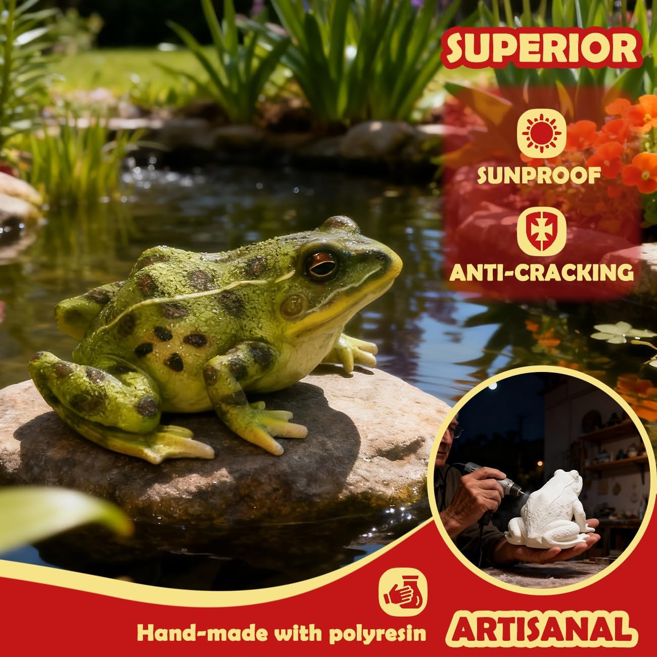 Sunthus Frog Garden Decor Resin Statue Toad for Outside