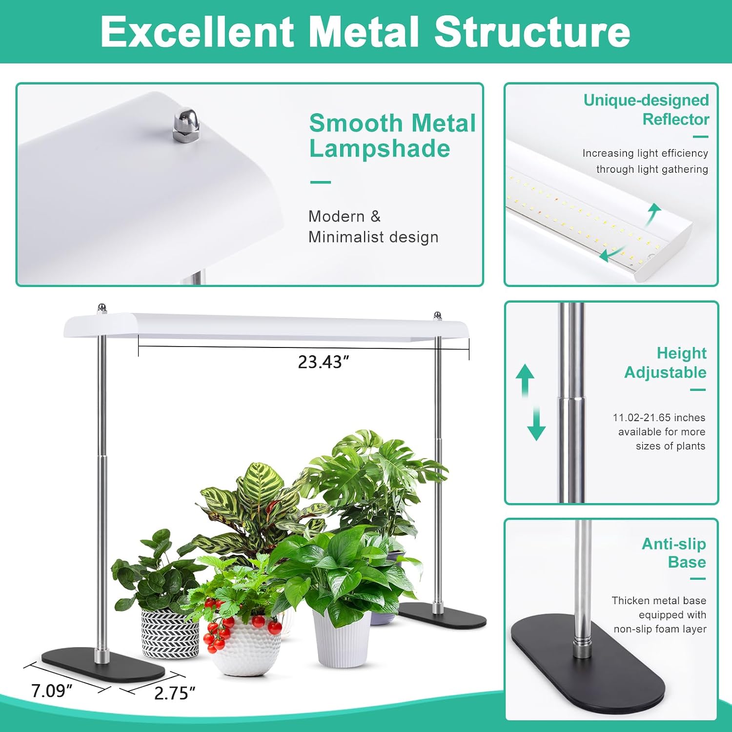FOXGARDEN Grow Light Stand, Advanced LED Plant Growth Lighting with 4/8/12H Timer, 6 Dimming Options, and Adjustable