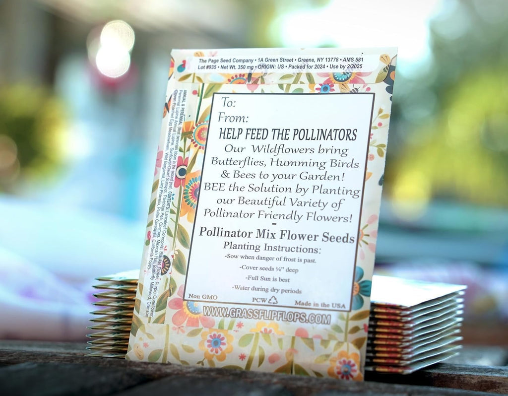 25 Wildflower Seed Packets - Pollinator Seed Mix for Guests - Thank You Gifts Party Favors - Gifts Wild Flower Throw