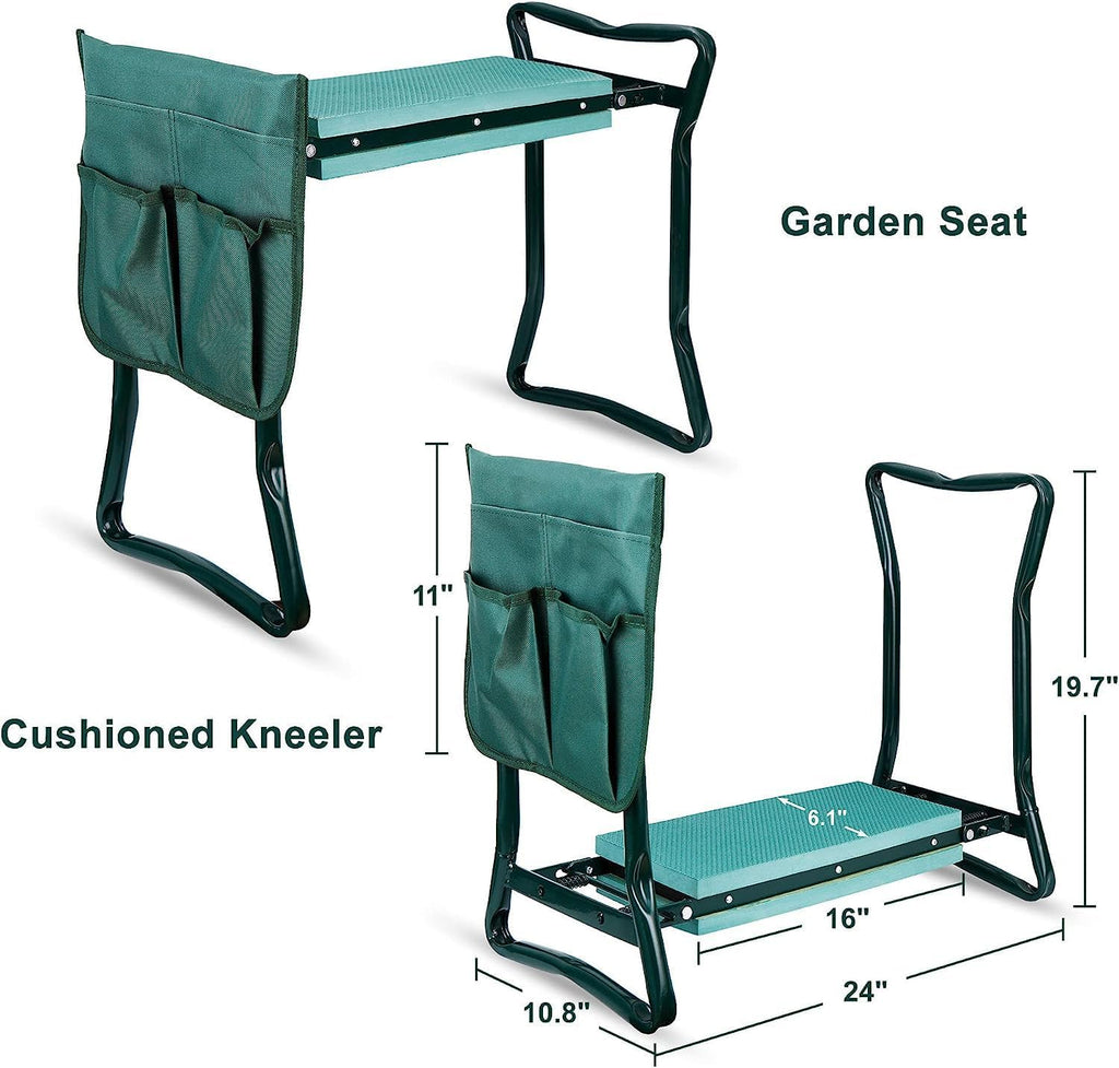 SUPER DEAL Folding Garden Kneeler and Seat with Free Tool Pouches - EVA Foam Pad Protects Your Knees - Sturdy and